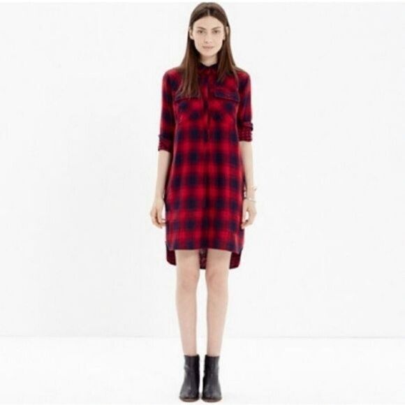 J CREW | red plaid mini dress XS Petite - Picture 1 of 7